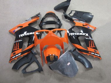 2003-2004 Black Orange Monster Kawasaki ZX6R Motorbike Fairings