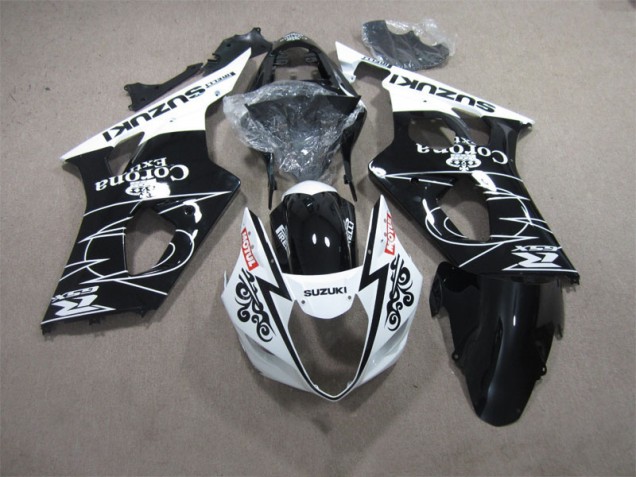 2003-2004 Black White Corona Extra Motul Suzuki GSXR1000 Motorcycle Fairings Kits 2003-2004 Black White Corona Extra Motul Suzuki GSXR1000 Motorcycle Fairings Kits