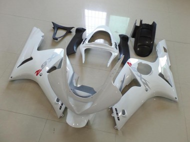 2003-2004 White with Silver Decals Kawasaki ZX6R Motorcycle Fairings