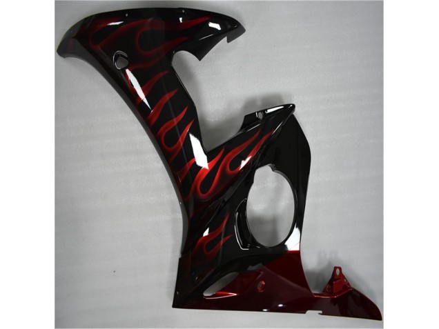 2003-2005 Black Red Flame Yamaha YZF R6 Motorcycle Fairing 2003-2005 Black Red Flame Yamaha YZF R6 Motorcycle Fairing