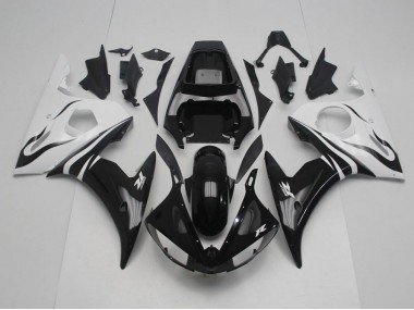 2003-2005 Black and White Yamaha YZF R6 Motor Bike Fairings