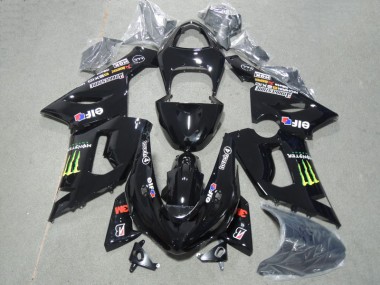 2005-2006 Black 3M Touch4 Monster Kawasaki ZX6R Motorcycle Fairings