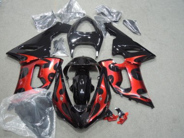 2005-2006 Black Red Kawasaki ZX6R Motorcycle Fairings