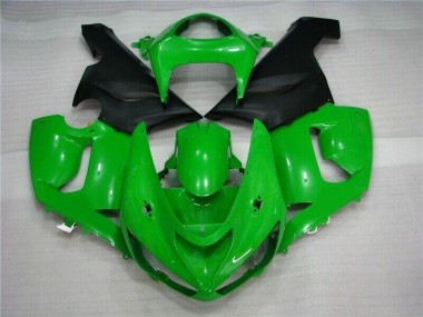 2005-2006 Green Matte Black Kawasaki ZX6R Motorcycle Fairing