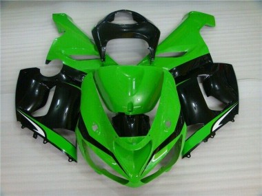 2005-2006 Green White Black Kawasaki ZX6R Motorcycle Fairings