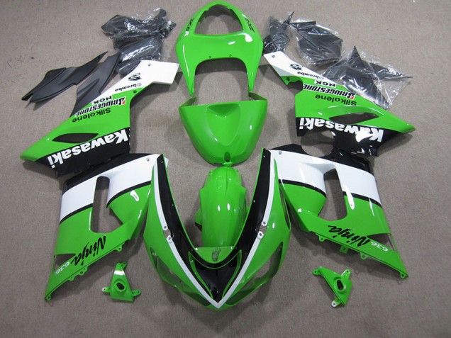 2005-2006 Green White Black Ninja 636 Kawasaki ZX6R Bike Fairings 2005-2006 Green White Black Ninja 636 Kawasaki ZX6R Bike Fairings