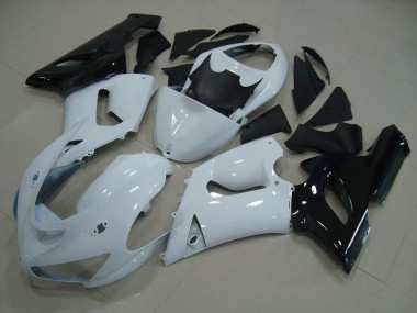 2005-2006 White Black Kawasaki ZX6R Replacement Motorcycle Fairings