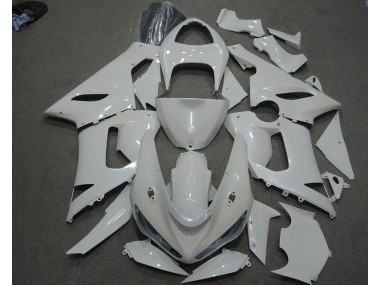 2005-2006 White Kawasaki ZX6R Motorcycle Fairings Kit