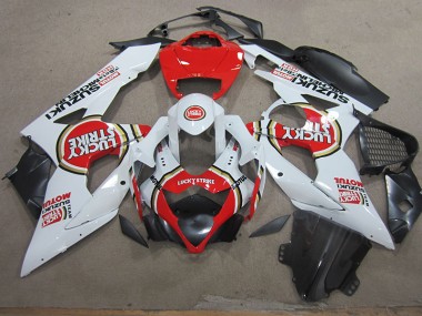 2005-2006 White Lucky Strike Red Motul Suzuki GSXR1000 Motorcycle Fairings