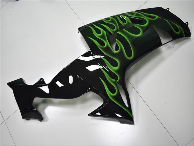 2006-2007 Black Green Flame Kawasaki ZX10R Motorcycle Fairing 2006-2007 Black Green Flame Kawasaki ZX10R Motorcycle Fairing