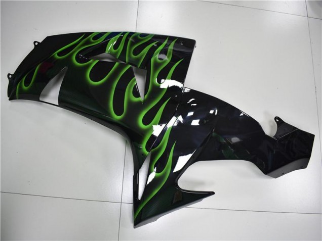 2006-2007 Black Green Flame Kawasaki ZX10R Motorcycle Fairing 2006-2007 Black Green Flame Kawasaki ZX10R Motorcycle Fairing