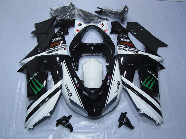2006-2007 Black White Touch4 Monster Kawasaki ZX10R Motor Fairings 2006-2007 Black White Touch4 Monster Kawasaki ZX10R Motor Fairings