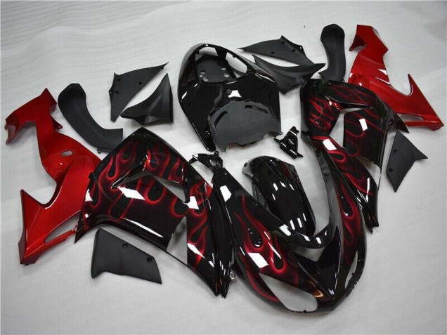 2006-2007 Red Flame Kawasaki ZX10R Motorcycle Fairings Kit 2006-2007 Red Flame Kawasaki ZX10R Motorcycle Fairings Kit
