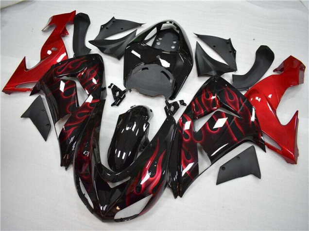 2006-2007 Red Flame Kawasaki ZX10R Motorcycle Fairings Kit 2006-2007 Red Flame Kawasaki ZX10R Motorcycle Fairings Kit