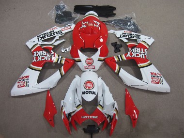 2006-2007 Red White Lucky Strike Motul Suzuki GSXR600 Motorcycle Fairings