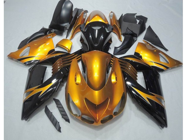 2006-2011 Black Gold Kawasaki ZX14R ZZR1400 Motorcycle Bodywork 2006-2011 Black Gold Kawasaki ZX14R ZZR1400 Motorcycle Bodywork