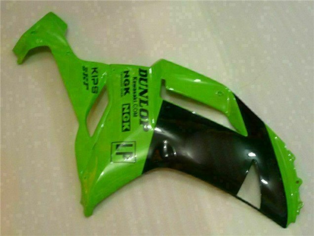 2007-2008 Green Black Dunlop Kawasaki ZX6R Motorbike Fairing Kits