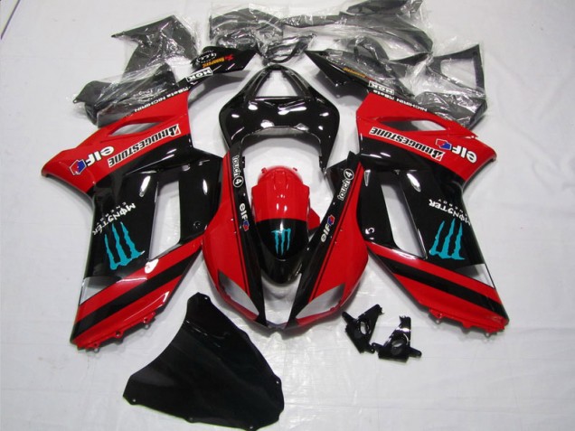 2007-2008 Red Black Monster Kawasaki ZX6R Motorbike Fairing Kits 2007-2008 Red Black Monster Kawasaki ZX6R Motorbike Fairing Kits