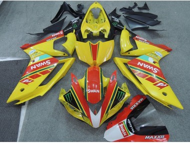 2007-2008 Yellow Red Swan Yamaha YZF R1 Moto Fairings