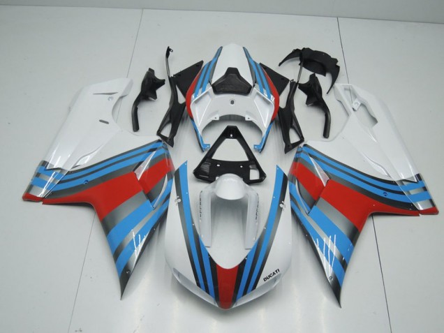 2007-2014 Blue White Red Ducati 848 1098 1198 Motorcycle Fairings 2007-2014 Blue White Red Ducati 848 1098 1198 Motorcycle Fairings