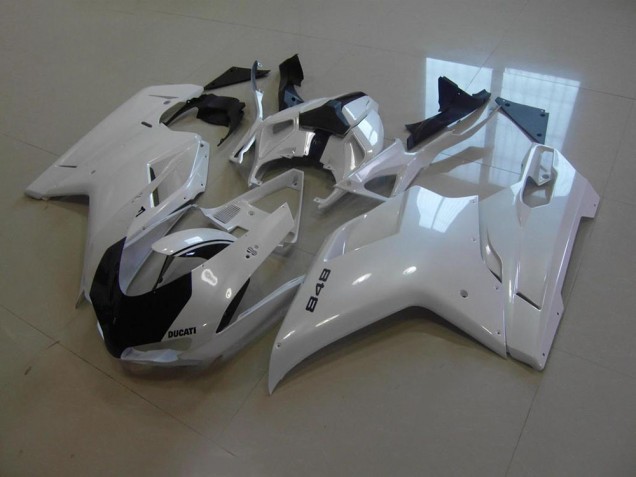 2007-2014 Pearl White Black Stripe Ducati 848 1098 1198 Motorcycle Replacement Fairings 2007-2014 Pearl White Black Stripe Ducati 848 1098 1198 Motorcycle Replacement Fairings