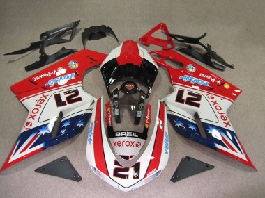 2007-2014 Red White Breil Xerox 21 Ducati 1098 Motorbike Fairings