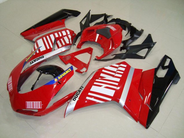 2007-2014 Red White Ducati 848 1098 1198 Motorcycle Fairings 2007-2014 Red White Ducati 848 1098 1198 Motorcycle Fairings