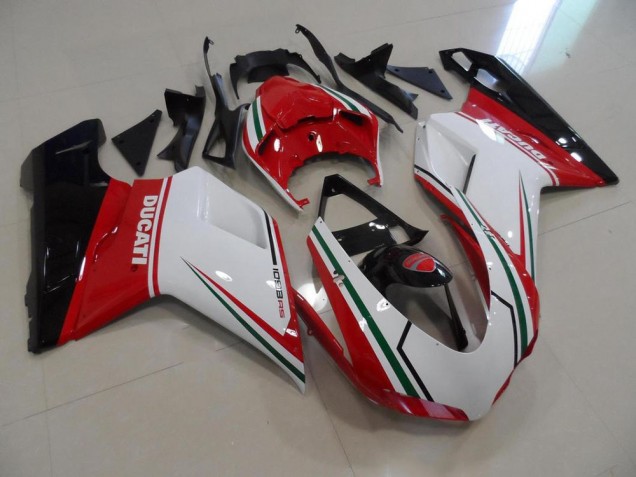 2007-2014 Red White Ducati 848 1098 1198 Motorcycle Fairings Kit 2007-2014 Red White Ducati 848 1098 1198 Motorcycle Fairings Kit