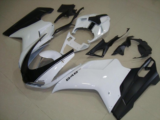 2007-2014 White Matte Black Ducati 848 1098 1198 Motorcycle Fairing 2007-2014 White Matte Black Ducati 848 1098 1198 Motorcycle Fairing