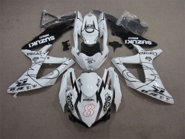 2008-2010 White Black Corona Extra Motul 8 Suzuki GSXR600 Replacement Motorcycle Fairings