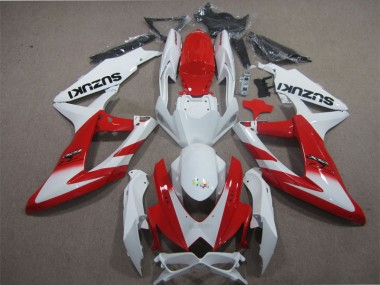 2008-2010 White Red Suzuki GSXR600 Motorcycle Fairings