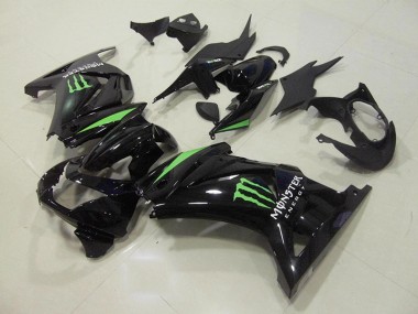 2008-2012 Black Green Monster Energy Kawasaki ZX250R Motorcycle Fairings Kit