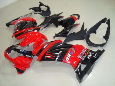 2008-2012 Black Red Monster Kawasaki ZX250R Bike Fairings