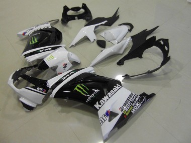 2008-2012 Black White Monster Kawasaki ZX250R Motorcycle Fairings & Bodywork