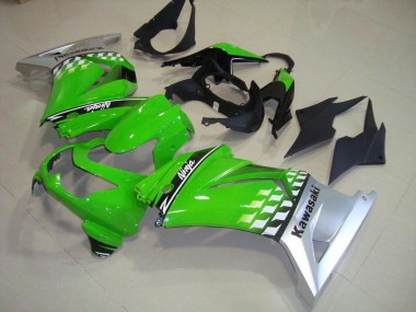 2008-2012 Green Silver Kawasaki ZX250R Motorcycle Fairings Kit
