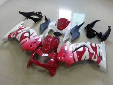 2008-2012 Pink Red Flame Kawasaki ZX250R Motorcycle Replacement Fairings