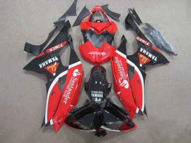 2008-2016 Black Red White Santander Yamaha YZF R6 Bike Fairings
