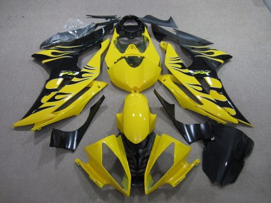 2008-2016 Yellow Black Flame Yamaha YZF R6 Motor Bike Fairings