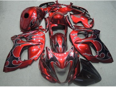 2008-2019 Red Black Flame Suzuki GSXR1300 Hayabusa Motorcycle Fairings