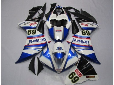 2009-2011 White Blue Sterilgarda SCALZ 69 Yamaha YZF R1 Motorcycle Replacement Fairings