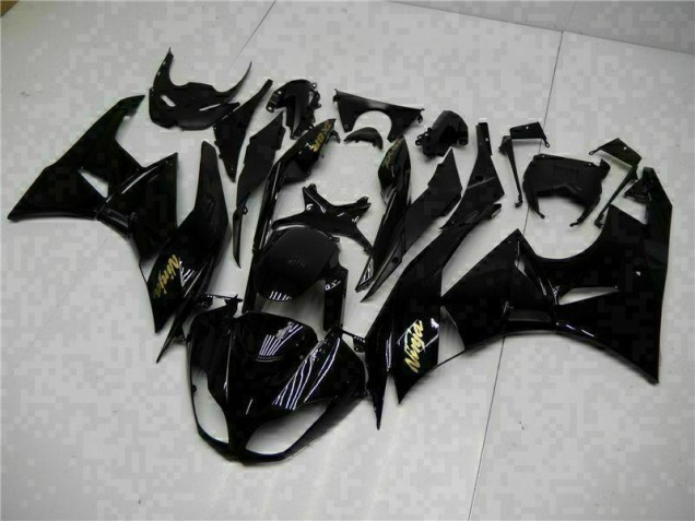 2009-2012 Black Gold Ninja Kawasaki ZX6R Motorcycle Replacement Fairings 2009-2012 Black Gold Ninja Kawasaki ZX6R Motorcycle Replacement Fairings