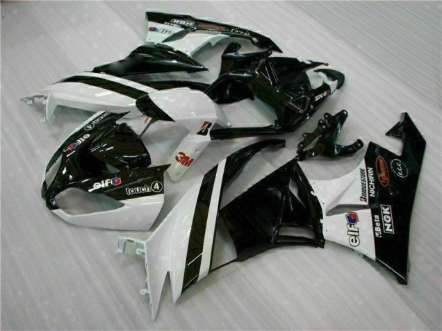 2009-2012 Black White 3M Touch4 Kawasaki ZX6R Bike Fairings 2009-2012 Black White 3M Touch4 Kawasaki ZX6R Bike Fairings