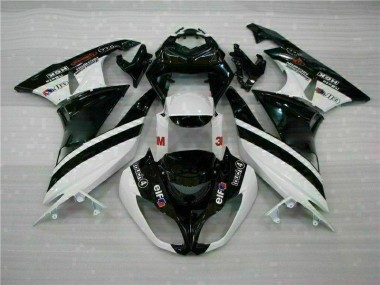 2009-2012 Black White 3M Touch4 Kawasaki ZX6R Bike Fairings