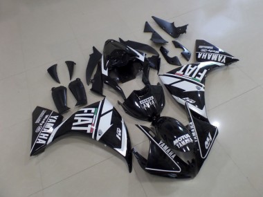 2012-2014 Black White Fiat Yamaha YZF R1 Motorcycle Fairings