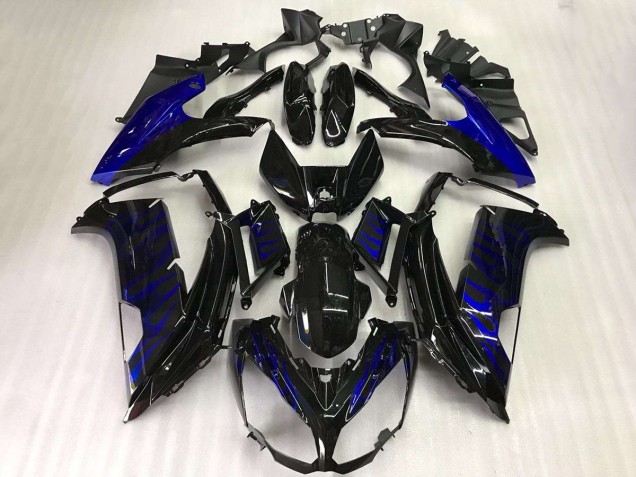 2012-2016 Black Blue Flame Kawasaki EX650 Motor Fairings 2012-2016 Black Blue Flame Kawasaki EX650 Motor Fairings