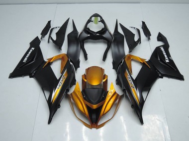 2013-2018 Black Gold Kawasaki ZX6R Motor Bike Fairings