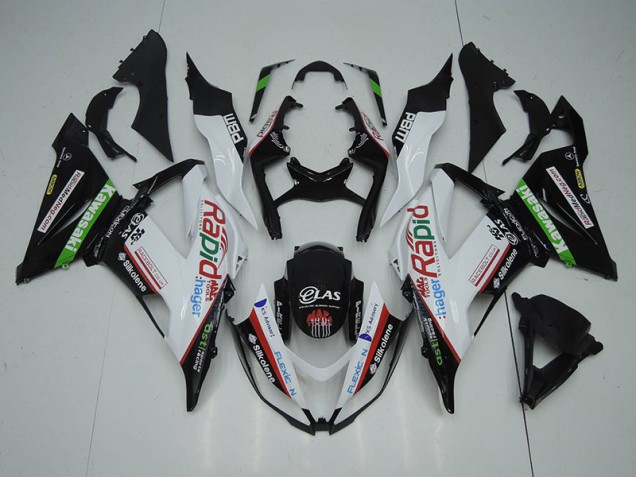 2013-2018 Black White Rapid Hager Kawasaki ZX6R Motorbike Fairing 2013-2018 Black White Rapid Hager Kawasaki ZX6R Motorbike Fairing