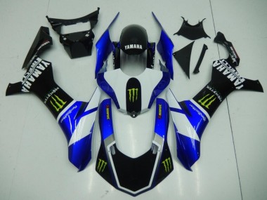 2015-2019 Black Blue Monster Yamaha YZF R1 Moto Fairings