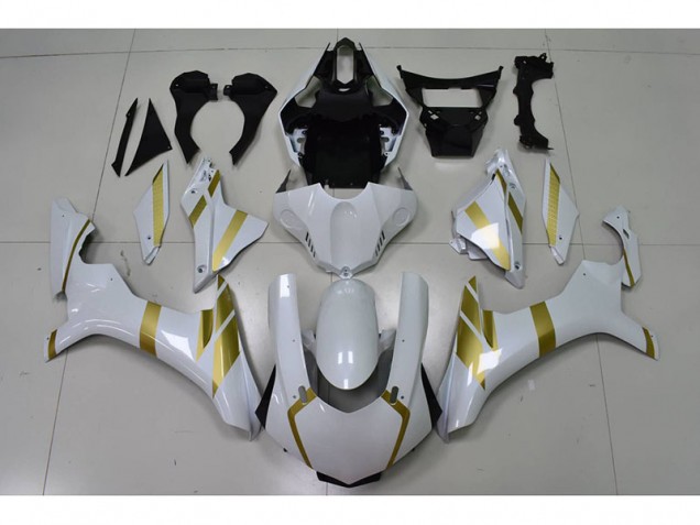 2015-2019 White with Gold Decal Yamaha YZF R1 Motor Fairings 2015-2019 White with Gold Decal Yamaha YZF R1 Motor Fairings